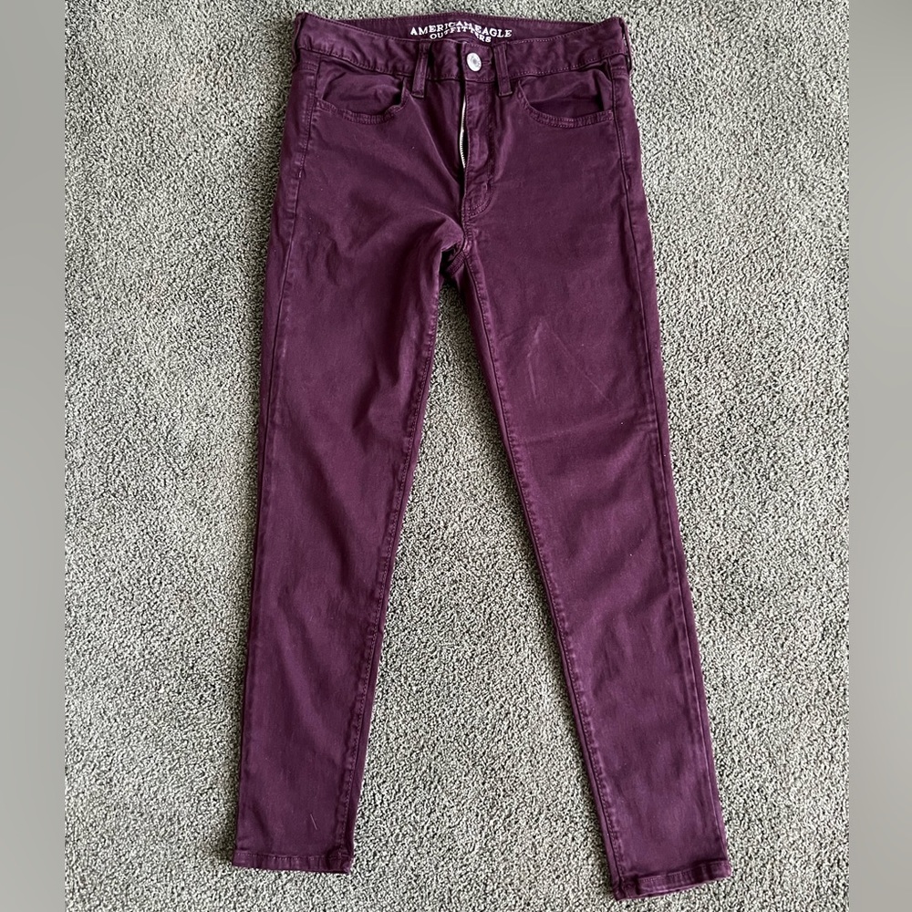 Dark Maroon American Eagle Jeggings Size 6 Short